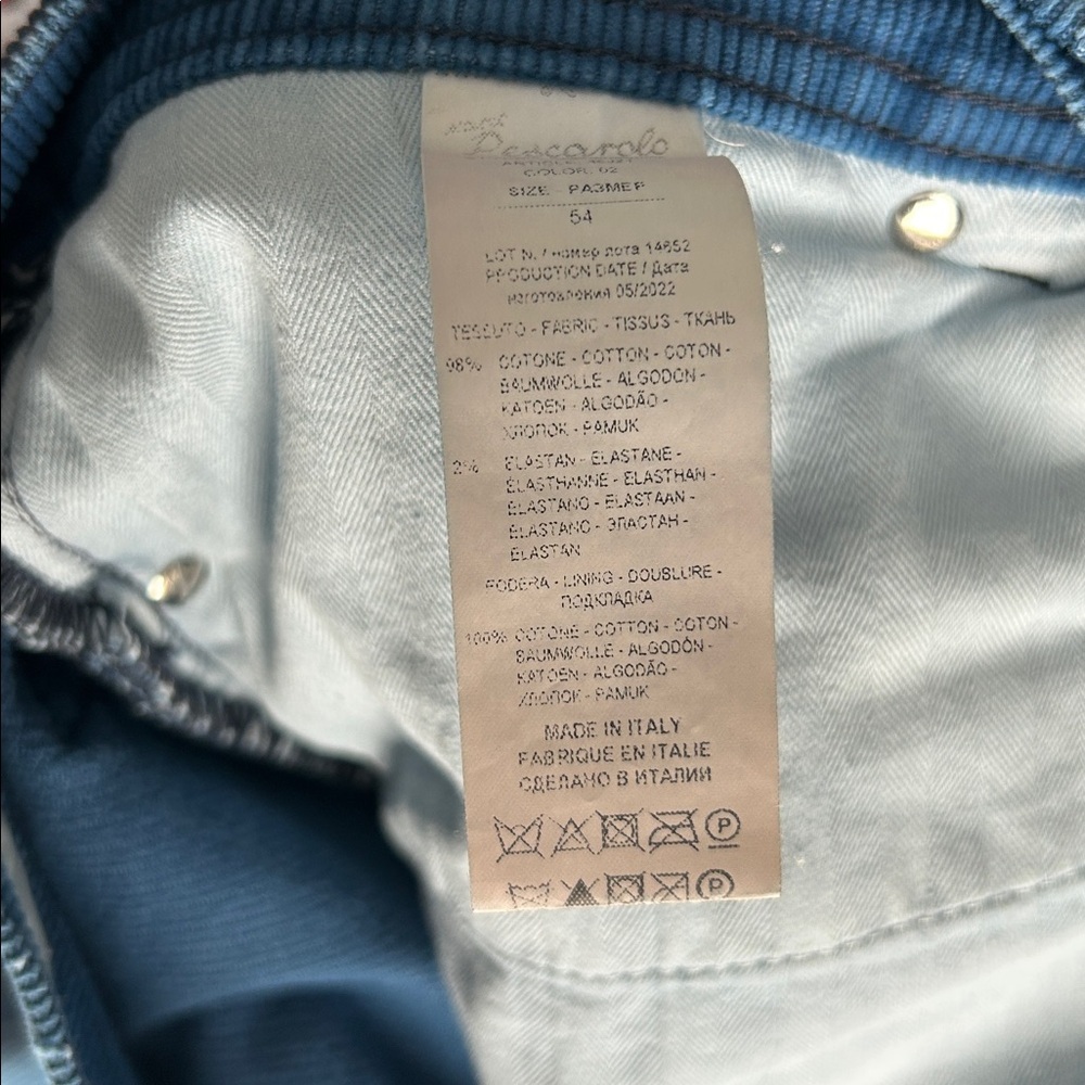 Marco Pescarolo Blue Corduroy Pants Made in Italy Cotton Stretch Size 54 US 38 - Picture 7 of 11